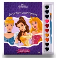 Disney. Printese. Sa pictam cu printesele. Carte de colorat cu pensule si acuarele
