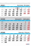 Calendar perete A3, lucios, triptic, Lux, 3 luni/coala 2022