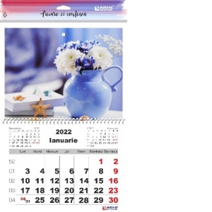 Calendar perete, 1 luna/coala, spiralizat 2022