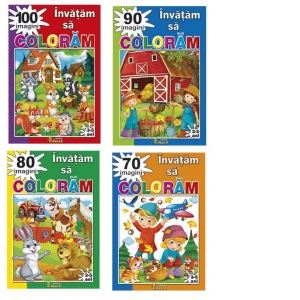 Pachet 4 carti de colorat: Invatam sa coloram, 3-5 ani