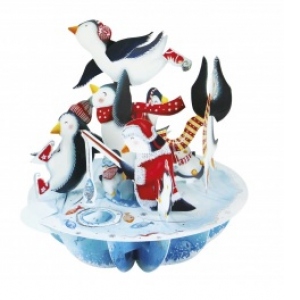 Felicitare 3D Pirouettes Santoro - Pinguinii lui Mos Craciun