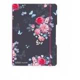 Caiet my.book flex A5, 40 file, patratele, coperta Ladylike Flowers, elastic roz