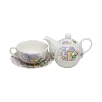 Ceainic cu ceasca Beautiful Lavender, Portelan, 270 ml