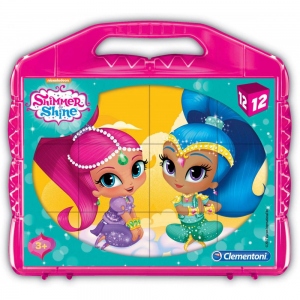 Mini puzzle - Shimmer and Shine, in valiza, 12 piese