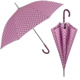 Umbrela ploaie automata, baston, model roz cu buline