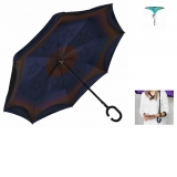 Umbrela ploaie reversibila model cu dungi, culoare galben-negru