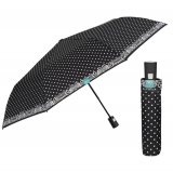 Mini umbrela ploaie automata baston neagra cu buline