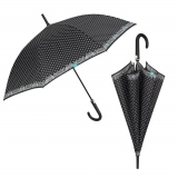 Umbrela ploaie automata baston neagra cu buline