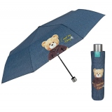 Mini umbrela ploaie pliabila, model denim blue Teddy Bear