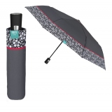 Mini Umbrela ploaie pliabila automata uni cu brodura, culoare gri