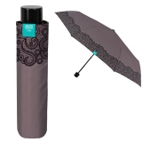 Mini Umbrela ploaie pliabila uni cu brodura dantela, culoare gri