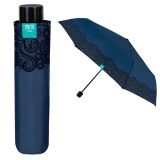 Mini Umbrela ploaie pliabila uni cu brodura dantela, culoare albastru