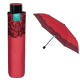 Mini Umbrela ploaie pliabila uni cu brodura dantela, culoare rosu