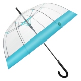 Umbrela transparenta automata baston cu bordura de culoare albastru