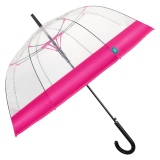 Umbrela transparenta automata baston cu bordura de culoare roz