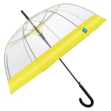 Umbrela transparenta automata baston cu bordura de culoare galbena