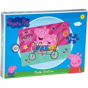 Puzzle Disney, Peppa Pig cu bicicleta, 24 piese