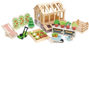 Sera cu gradina set, din lemn premium Greenhouse and Garden Set