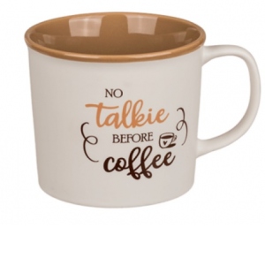 Cana din ceramica cu mesaj: No talkie before coffee
