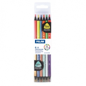 Creion color 6 bicolor fluo-metal MILAN