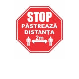 Indicator STOP pastreaza distanta 2m, hexagonal 14x14cm