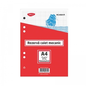 Rezerva caiet mecanic A4 50 file DACO, Matematica