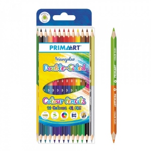 Creioane colorate triunghiulare cu doua capete, 12 creioane, 24 culori