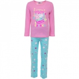 Pijamale pentru fete cu imprimeu Peppa Pig - Galaxy din bumbac organic, roz/albastru, 5 ani