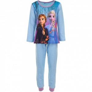 Pijamale pentru fete cu imprimeu Frozen Elsa & Anna din bumbac organic, albastru, 3 ani