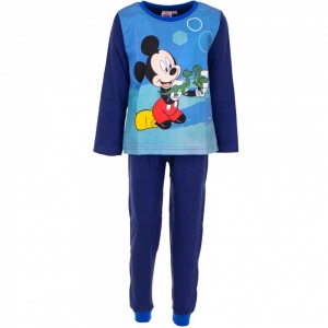 Pijamale pentru baieti din bumbac organic cu imprimeu Mickey Mouse, 2 ani