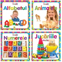 Pachet 4 carti educative: 1. Invat alfabetul; 2. Invat animalele; 3. Invat numerele; 4. Jucariile mele