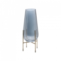Vaza decorativa cu suport Smokey Glass, Sticla&Metal, Charisma, D10x32