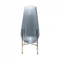 Vaza decorativa cu suport Smokey Glass, Sticla&Metal, Charisma, D12x34