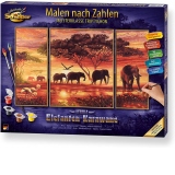 Kit pictura pe numere Schipper Africa - Drumul elefantilor, 3 tablouri