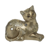 Decoratiune Golden Cat, Charisma, Rasina, 15x8x14