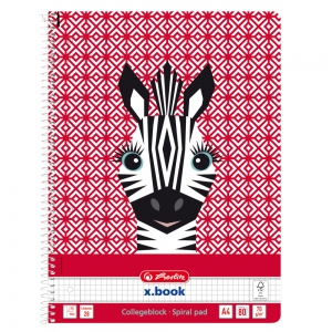 Caiet A4 cu spira, 80 file, patratele, motiv Cute Animals Zebra