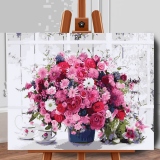 Set pictura pe numere (panza) Vaza cu flori de primavara 40x50 cm