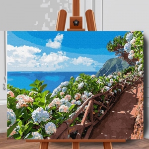 Set pictura pe numere (panza) Vedere la ocean 40x50 cm