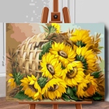 Set pictura pe numere (panza) Cos cu floarea soarelui 40x50 cm