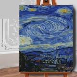 Set pictura pe numere (panza) Noapte instelata - Van Gogh Triptic II 50x40 cm