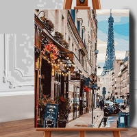 Set pictura pe numere (panza) Un colt din Paris 50x40 cm