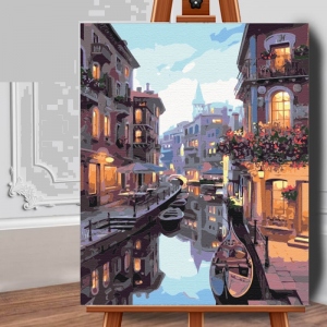 Set pictura pe numere (panza) Canal in Venetia 50x40 cm