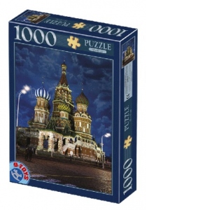Puzzle 1000 piese Peisaje de Noapte - Catedrala Sfantul Vasile din Moscova