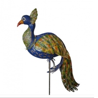 Decoratiune metalica gradina Paun cu tija 134 cm