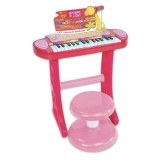 Bontempi - Orga electronica roz cu scaun si microfon