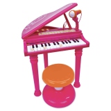 Bontempi - Pian electronic roz cu scaun si microfon