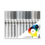 Marker Profesional Aqua Color Brush Grey Set (12 piese)