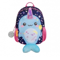 Ghiozdan Mini Dear Friends, dimensiune 26 x 20 x 15 cm, motiv Festive Narwhal