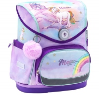 Ghiozdan neechipat Compact, dimensiune 37 x 30,5 x 19 cm, motiv Rainbow Unicorn Magic