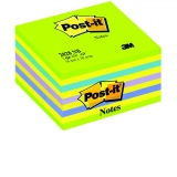 Cub Notes adeziv Post-it Neon 76, Verde/Galben